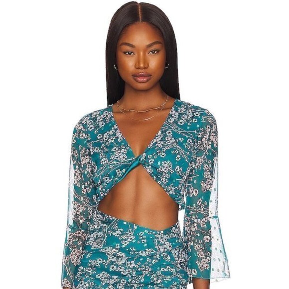 x REVOLVE Veyda Top in Teal Floral Multi - House of Harlow 1960